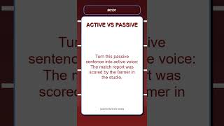 Active vs Passive Voice Quiz | Turn this passive sentence into active voice: The... | Grammar
