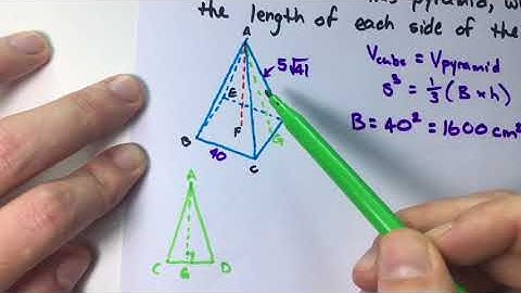 Find the side of a cube with the same volume of a square pyramid