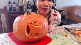 Happy Halloween! Pumpkin Carving FailsHow I carved cat pumpkin failed/fehler!