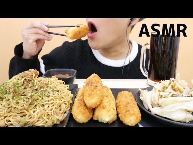 ASMR・CheeseKatsu&Fried noodles&Chicken cartilage/MUKBANG/「No Talking」EATING SOUNDS /KujiraASMR