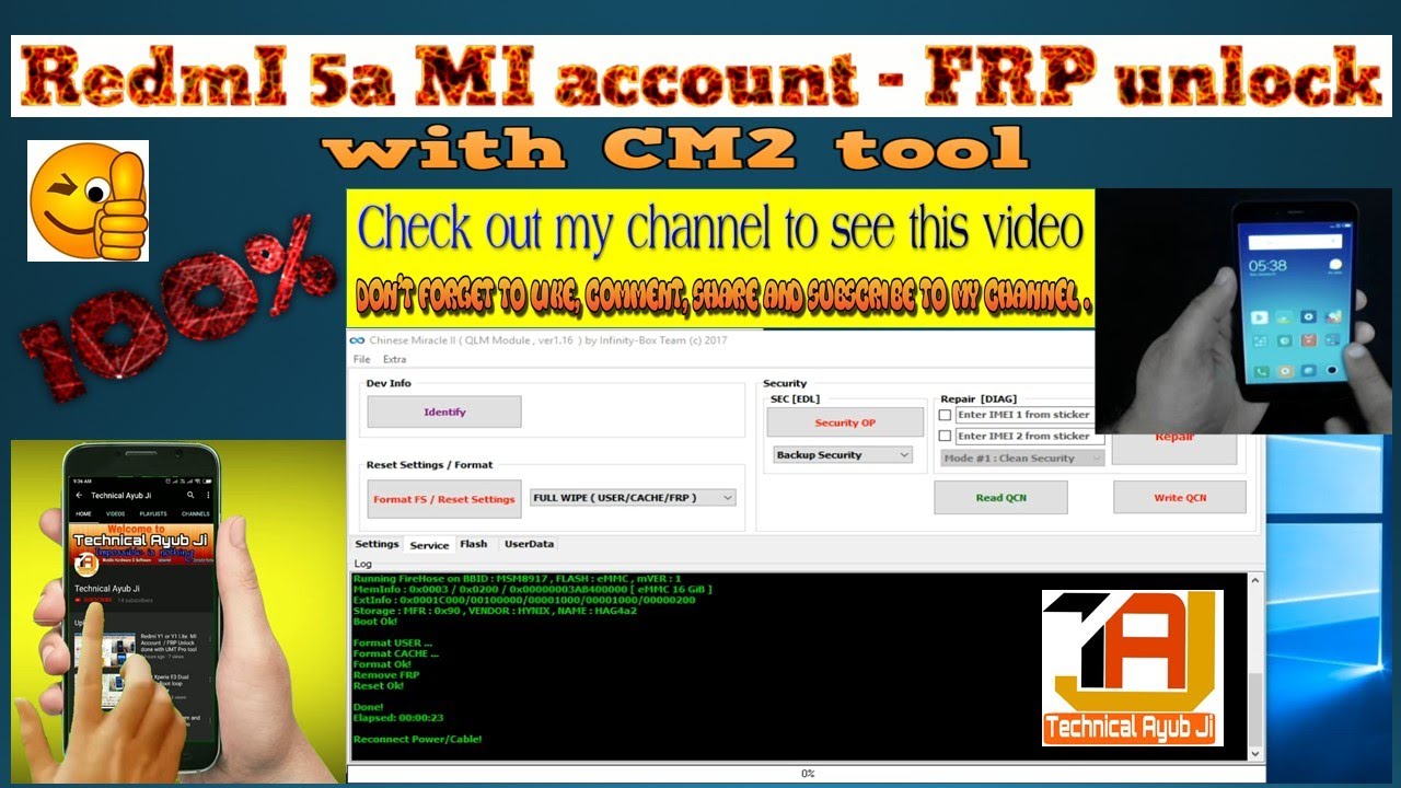 RedmI 5a MI Account FRP Unlock With CM2 Tool YouTube Redmi 5a mi account frp unlock with cm2 tool youtube