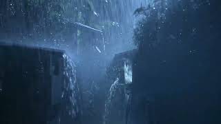 Overcome Insomnia with Heavy Rain & Thunder Sounds Echo Around the Tin Roof in Foggy Forest at Night