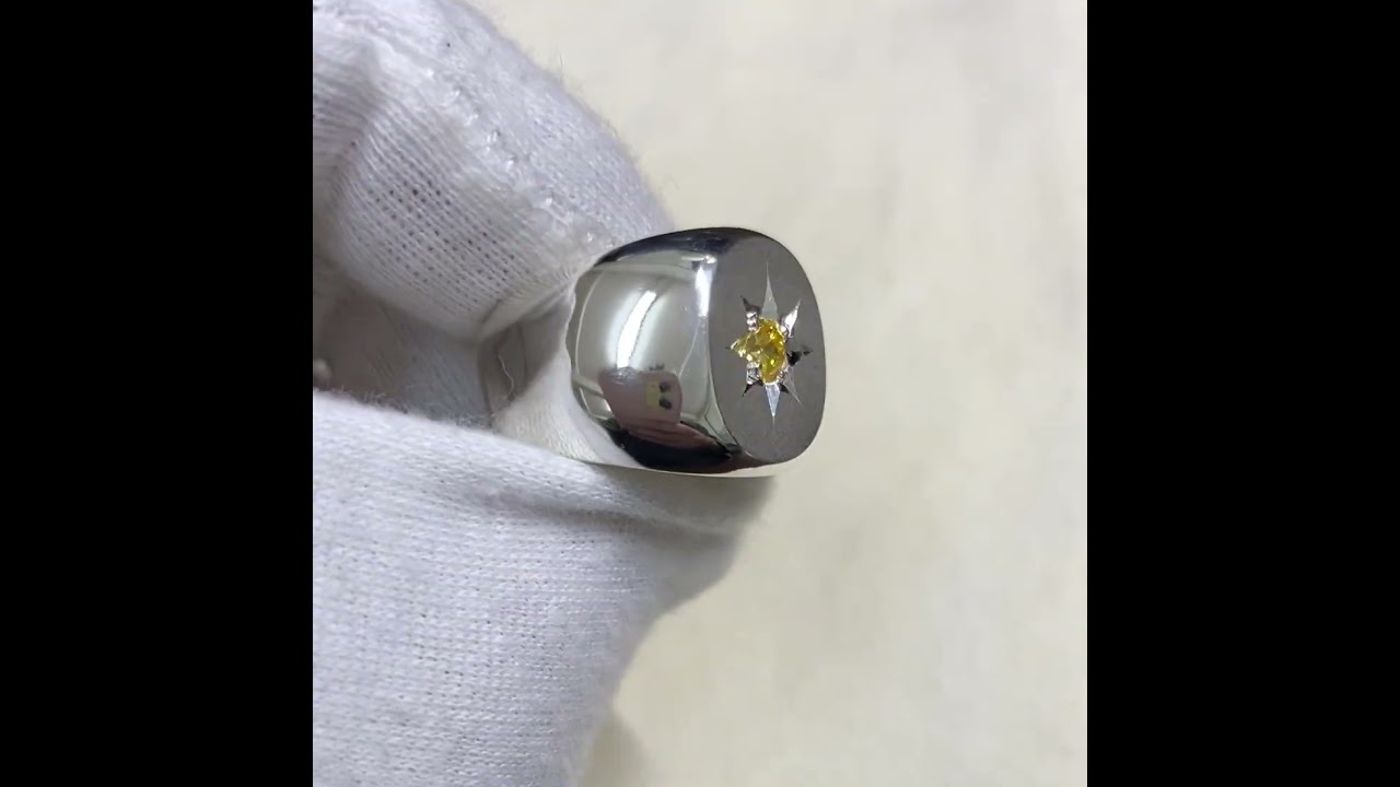 仁尾彫金 オーダー品 シルバーリング『一つ星イエロージルコニア、楕円 