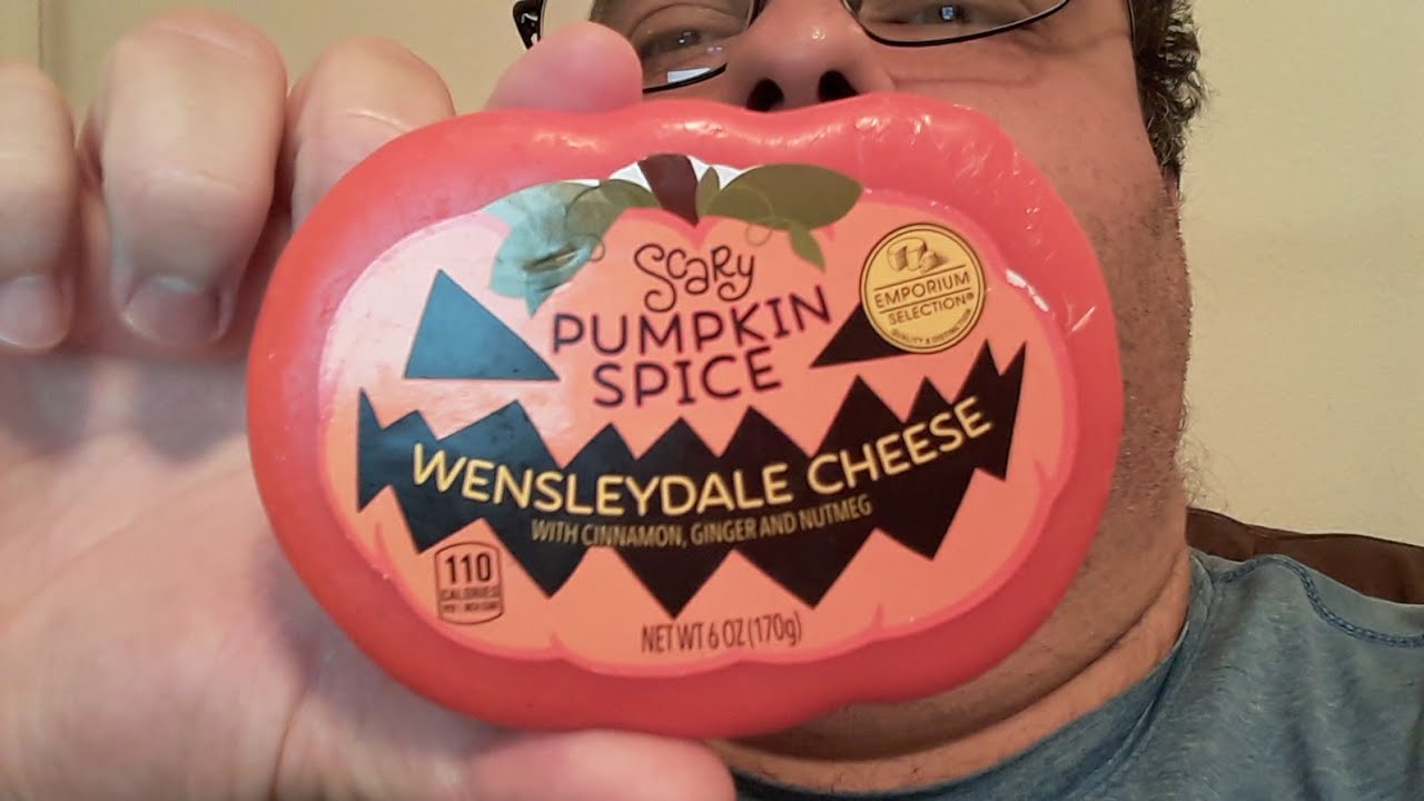 Aldis Scary Pumpkin Spice Wensleydale Cheese Halloween Review Taste Test YouTube