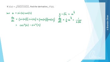 Combining the chain, product and/or quotient rules (MM3-4 6H - Example 2)