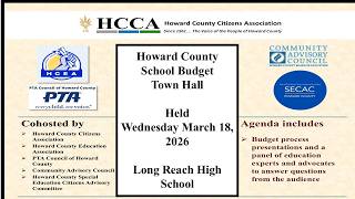 Howard County School Budget Town Hall March 18, 2026