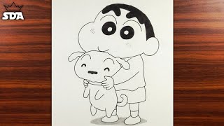 Shin Chan & Shiro Drawing 🥰🐶 | How to Draw Shin Chan Step by Step
