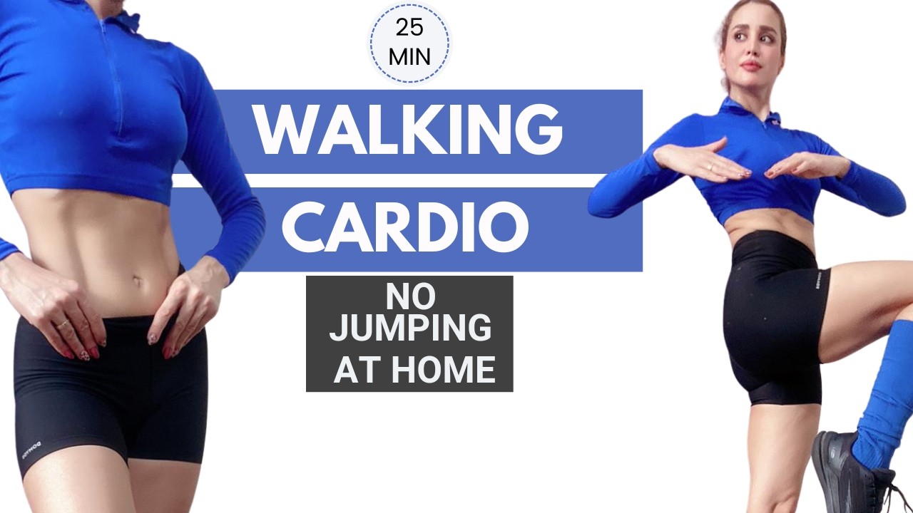 20 MIN - FAST WALKING -CARDIO WORKOUT- to LOSE BELLY FAT 🔥| No Jumping ...