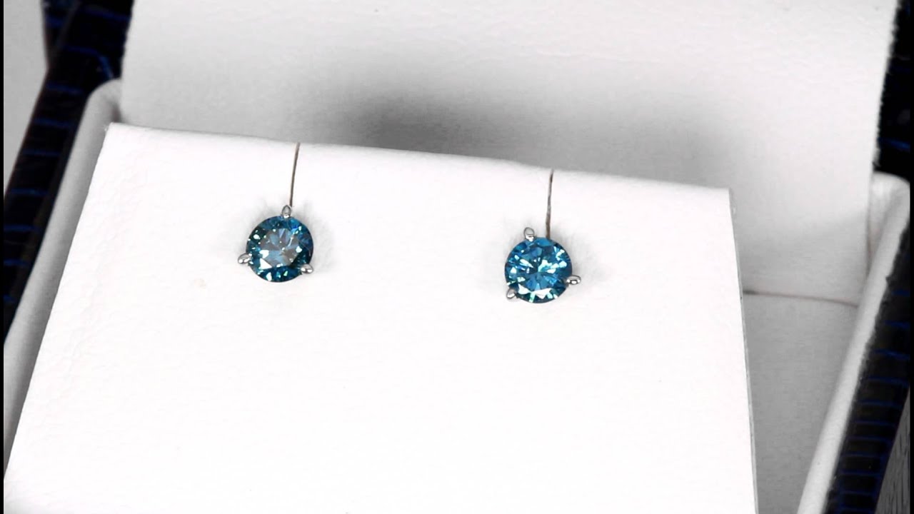 Enhanced Blue Diamond Earrings..36 Carats Total Weight