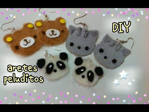 Diy Aretes peluditos fieltro🐼