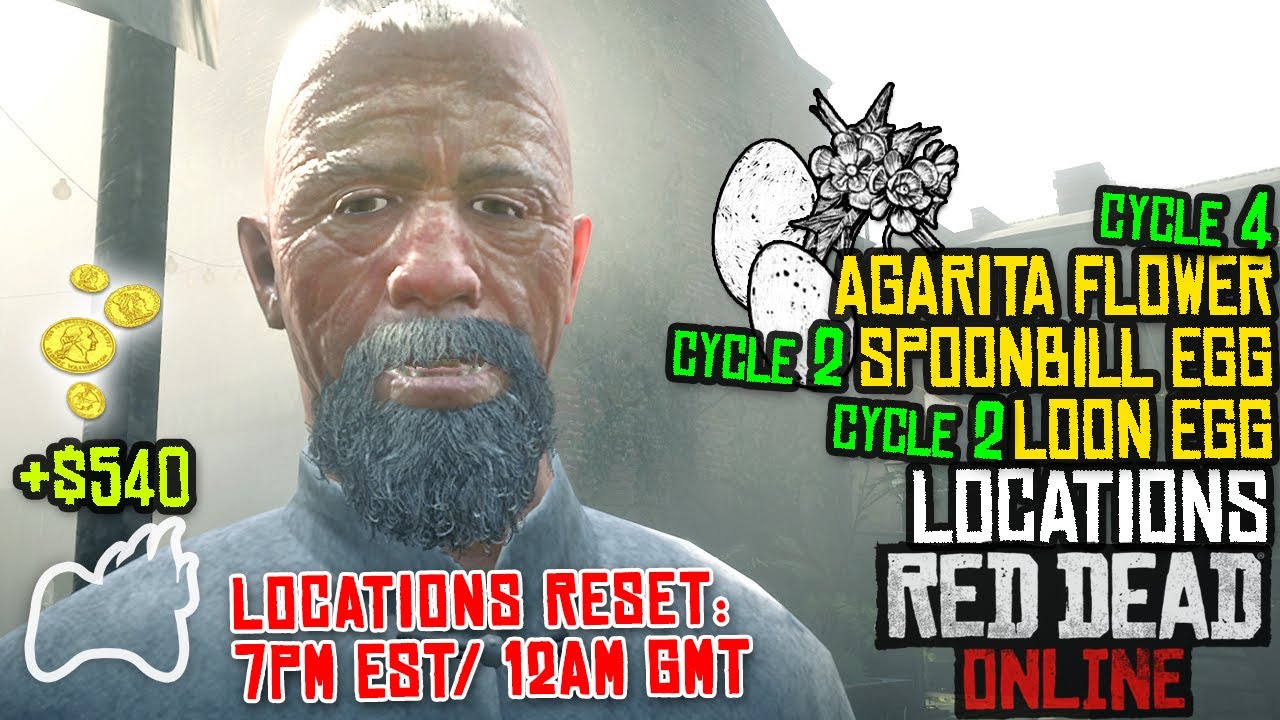 RED DEAD ONLINE Agarita Flower CYCLE 4 Loon Egg & Spoonbill Egg CYCLE 2