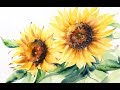 Watercolor Sunflowers Painting Demo