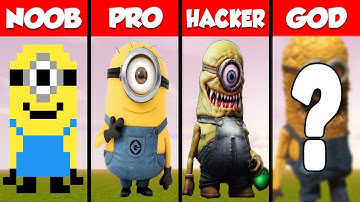 Minecraft Minions PIXEL ART CHALLENGE - NOOB vs PRO vs HACKER vs GOD