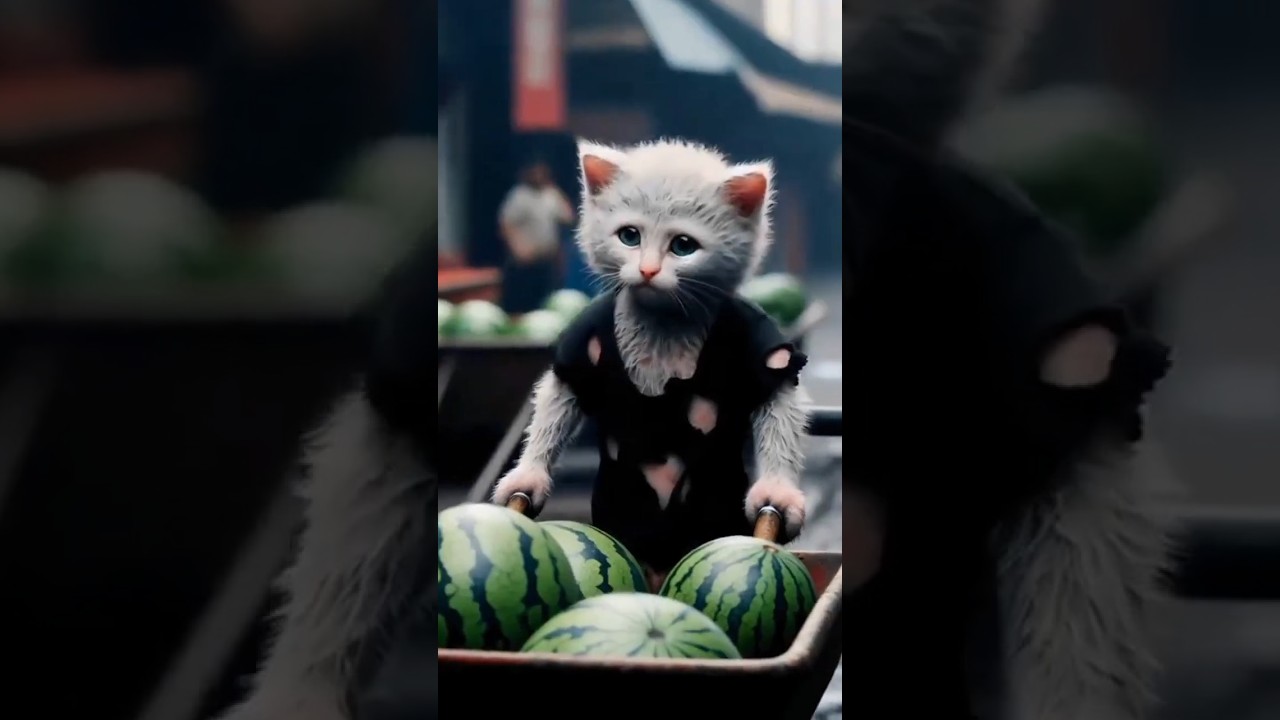 Poor kitten 😞 jocked but she continues her struggle 