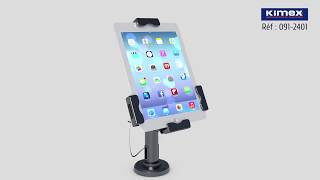 Support Tablette Universel KIMEX 7.9-10.5'' - Pied Ou Mur, Inclinable, Antivol Avec Câble, Gestion Fils, Noir - 4