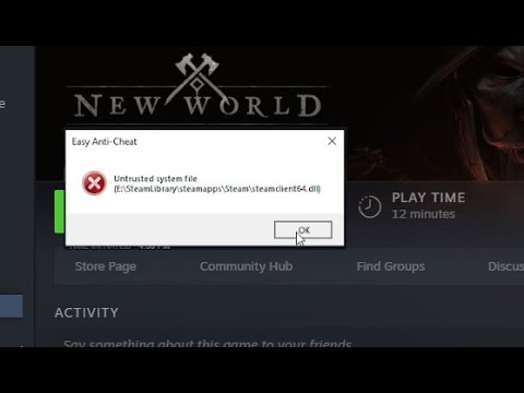 New World Open Beta Untrusted System File Easy Anti Cheat Error Youtube