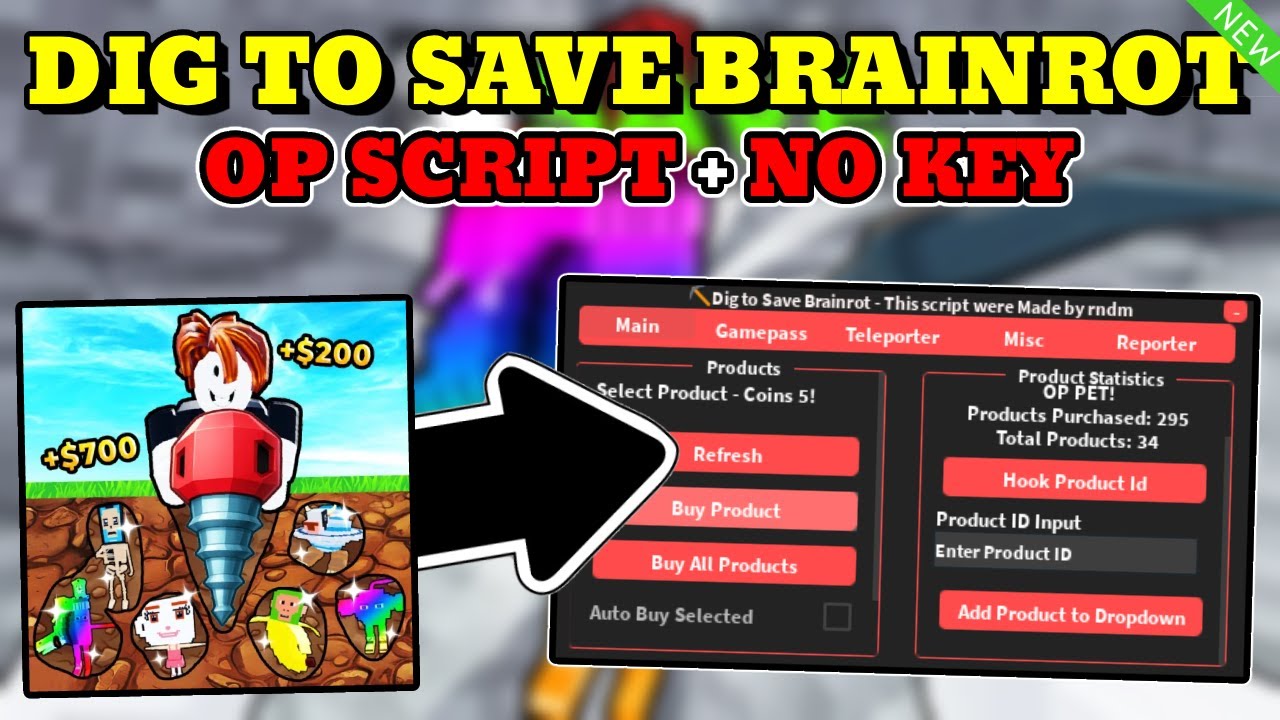 *NEW* Dig to Save Brainrot OP Script (INF COINS/GEMS, BUY ALL GAMEPASSES) PASTEBIN