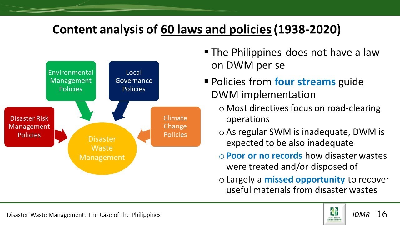 Disaster Waste Management: The Case of the Philippines