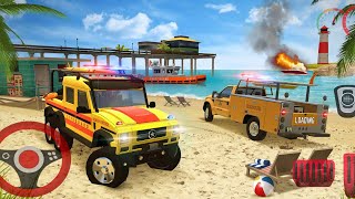 Bus driving in beach | Coast Guard | Beach Rescue Team | Android gameplay screenshot 5