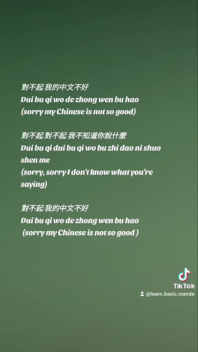 Dui Bu Qi Wo De Zhong Wen Bu Hao - 對不起 我的中文不好 #chinesesong #basicchinese