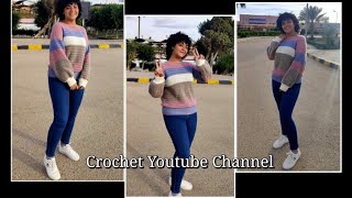 حصري بلوزة / بلوفر كروشية سهل جدا مع شرح المقاسات easy crochet sweater tutorial/ قناة كروشية يوتيوب