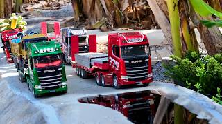 Day 70 ! Super Truck Scania Full Muatan Lewat Jalan Nice- RC Truck Scania Huina 1501 Transport