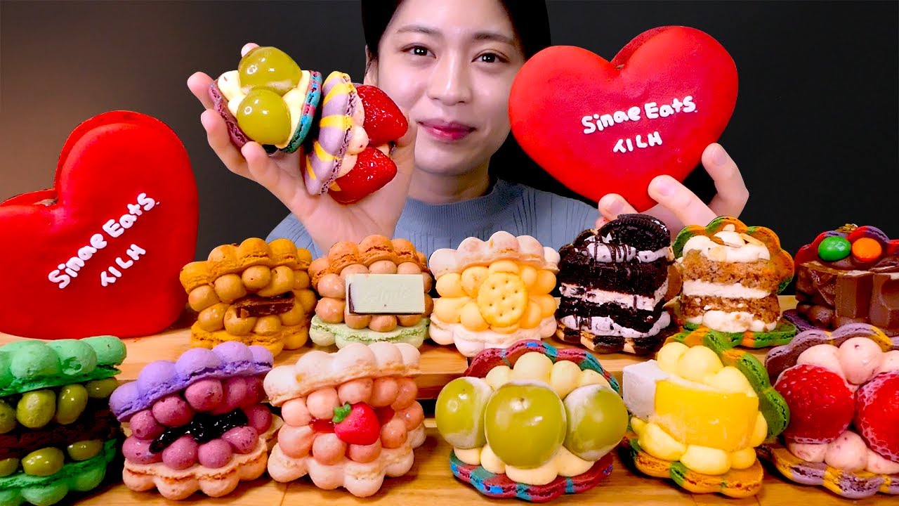 💝Macaron😍바삭 쫀쫀✨비주얼 최강 마카롱 먹방❤ [Oreo,Brownie,Mint,Yellow Cheese,Blueberry,Strawberry,Mango] Mukbang