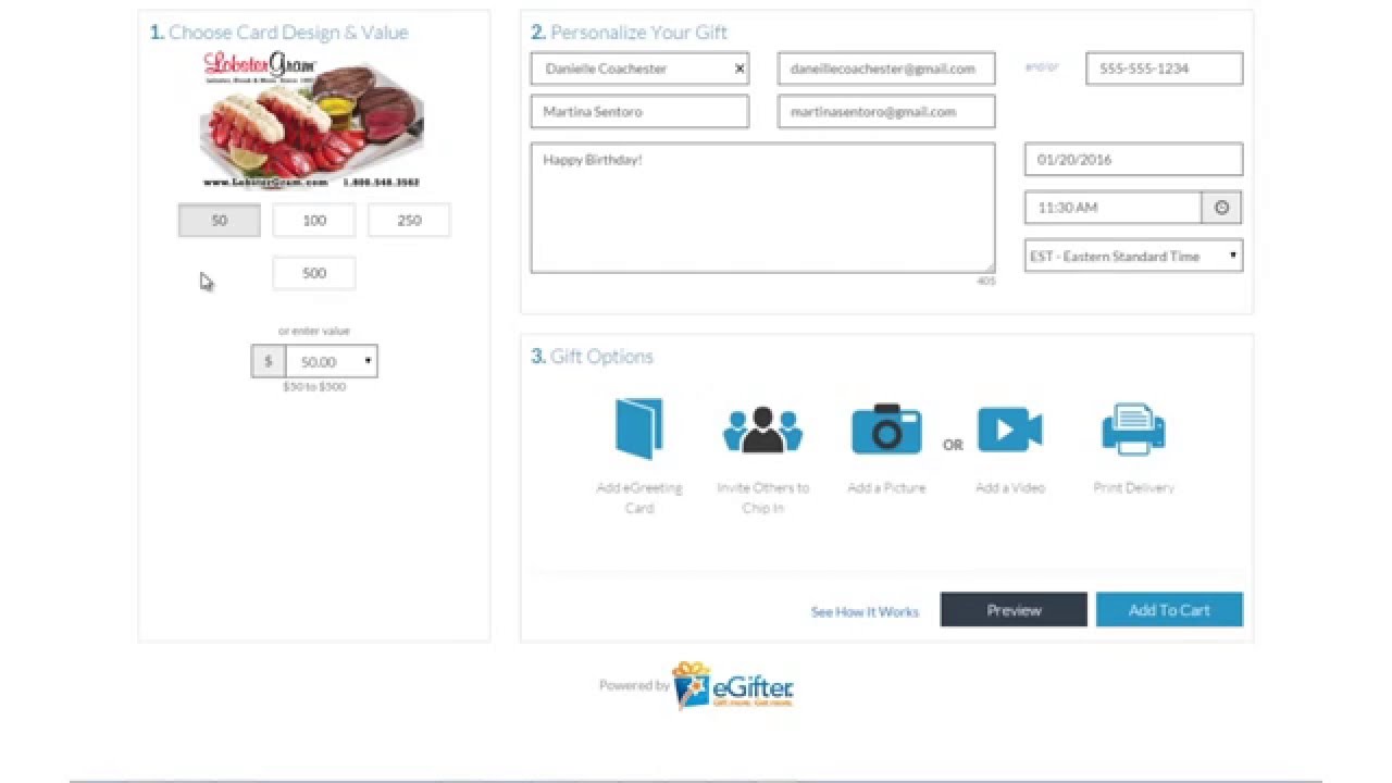 How to send a Lobster Gram Gift Card to a friend. YouTube