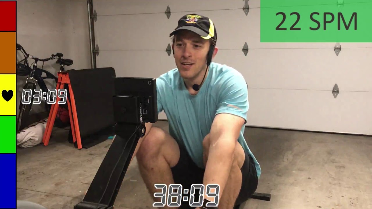 Rowing Workout #3 - Recovery/Endurance - 45 min continuous, Heart rate "hills" - With Music