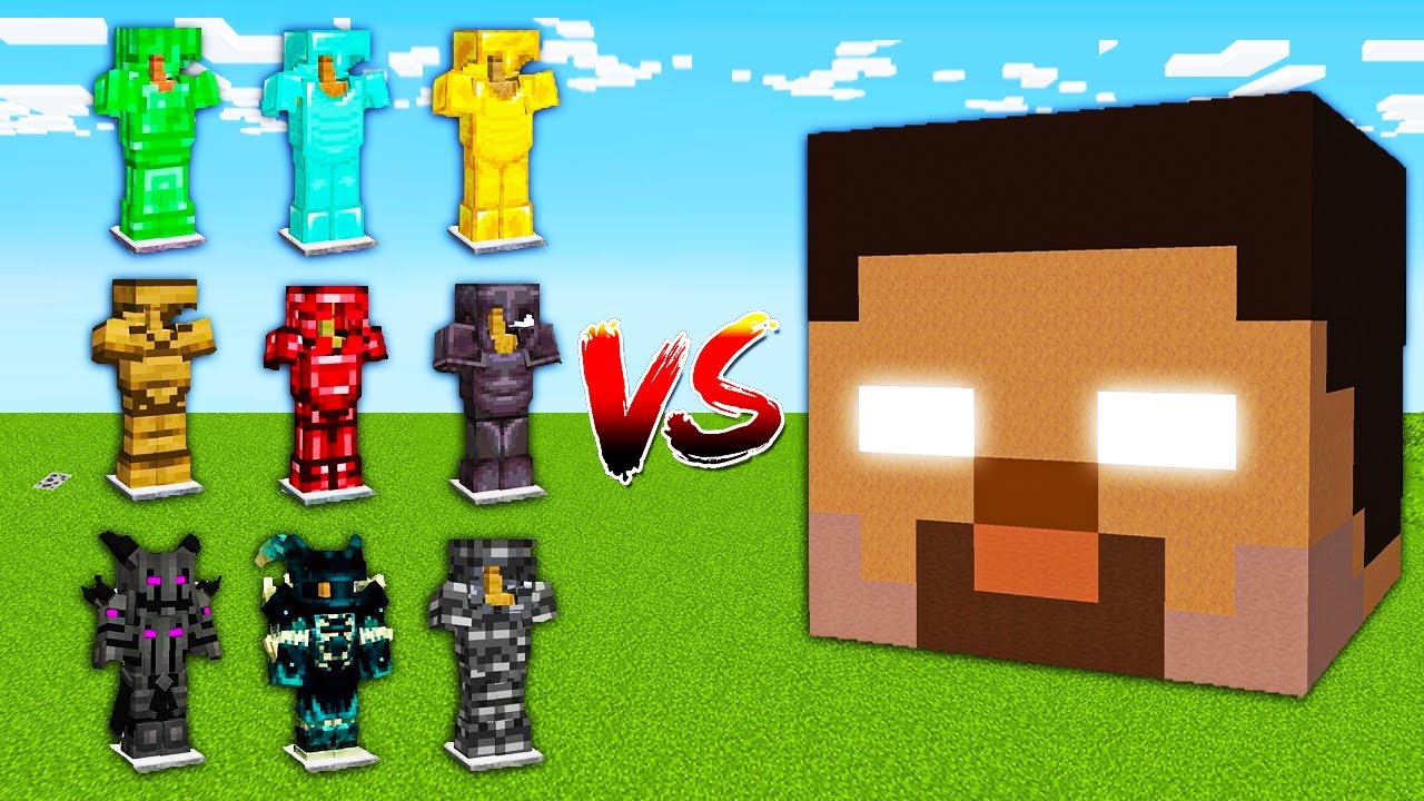 Which Armor is Strongest vs Herobrine - Minecraft Battle
