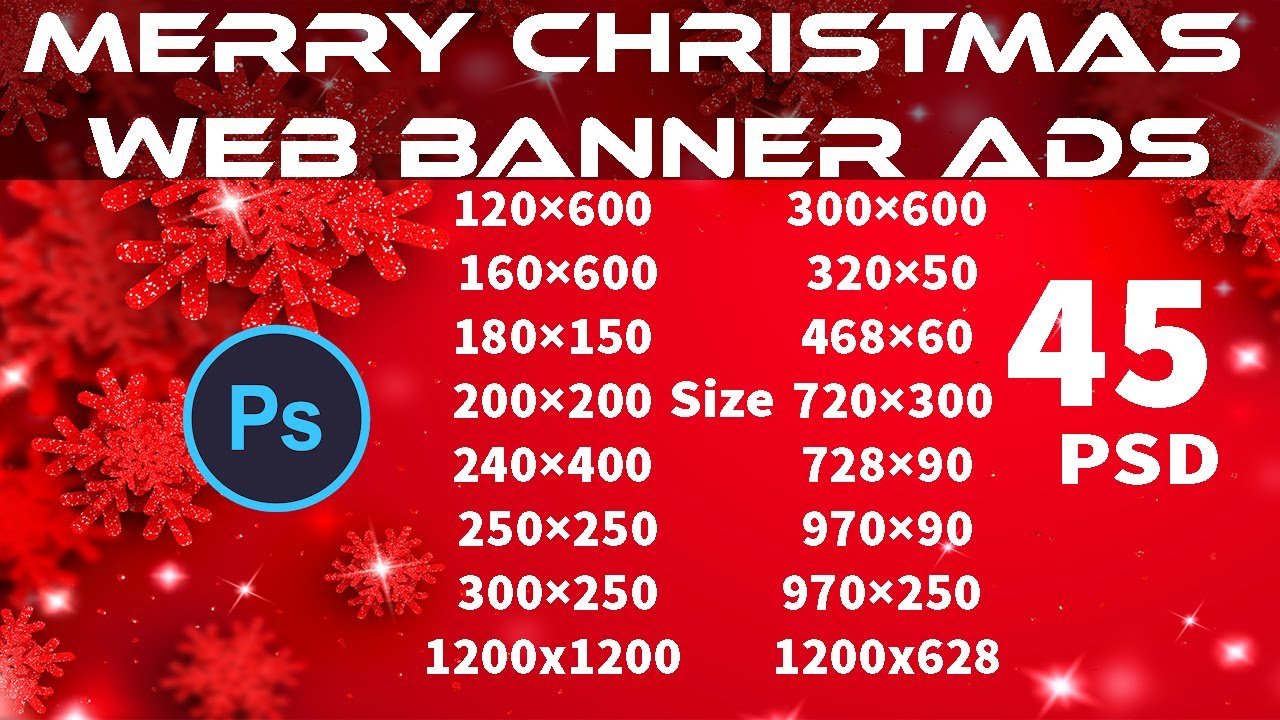 Merry Christmas Web Banner Ads Template  Download In PSD Files |English| |Photoshop Tutorial|