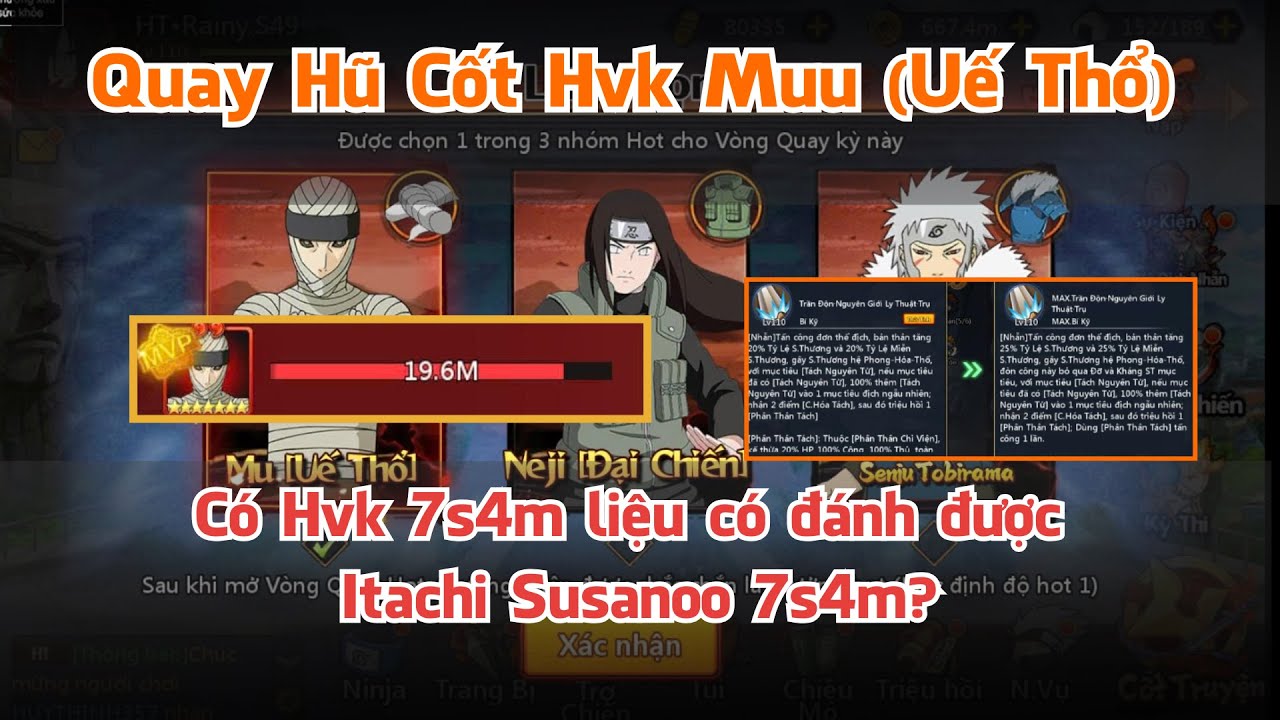 Huyền Thoại Làng Lá - Quay Hũ Cốt Hvk Muu và Pk với Itachi Susanoo 7s4m - Đấu Chiến Thắng Phật?