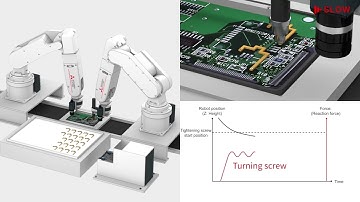 Hai robot Mitsubishi Electric hợp tác lắp ráp bo mạch điện tử