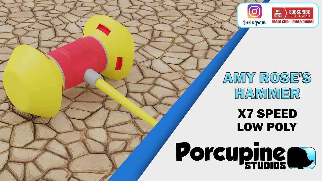 blender speed modeling x7 amy rose's hammer YouTube