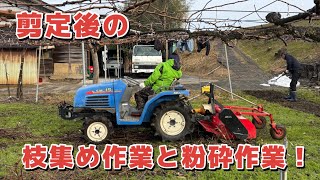 粉砕機】剪定後の枝集め作業と粉砕作業！【盈科】 - YouTube