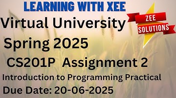 CS201P Introduction to Programming Practical Assignment 2 Spring 2025 Virtual University