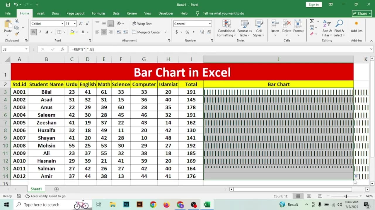 How to Create In-Cell Bar Chart In MS Excel || Charts in Excel