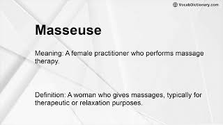 Masseuse Meaning