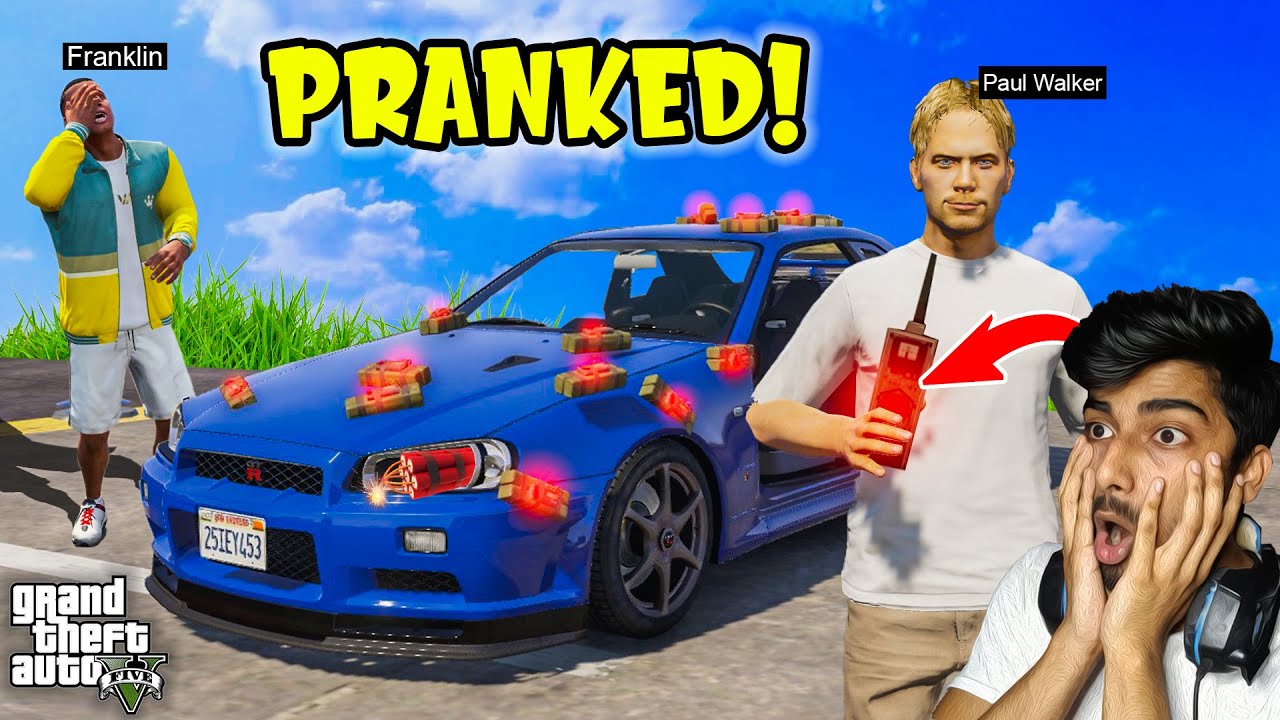 GTA 5 : PAUL WALKER Destroyed Franklin's Car And Gifted New Modified SUPERCAR 😳 SKYLINE R34