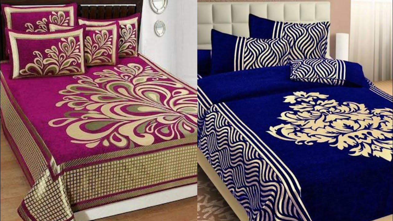 Latest fancy bed sheets designs/Cotton fancy bed sheets with cushion