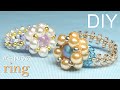 パールの簡単フレーミング★立体的なパールリングの作り方【ビーズアクセサリー】How to make framing pearl ring|easy tutorial