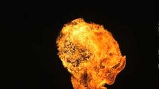 Fire Ball in Slow Motion HD with Slow Mo Video Views of Flames Burning out from Core of Fireball