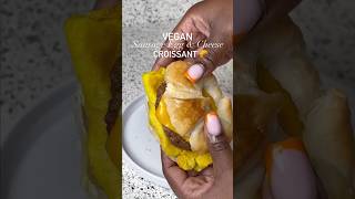 Vegan Sausage Egg and Cheese Croissant 🥐 #mungbeans #plantbased