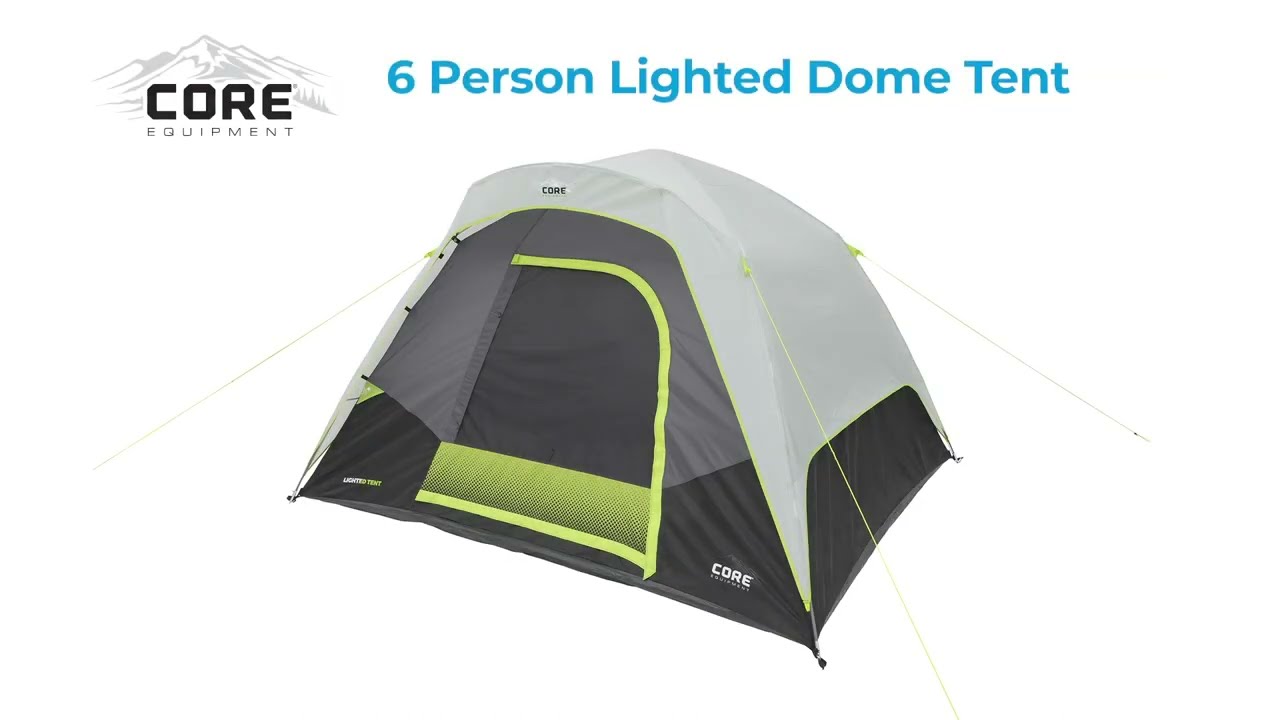 CORE Equipment 6 Person Lighted Dome Tent Setup 