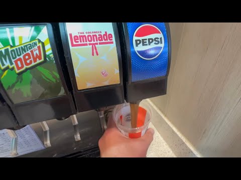 Mega Soda Refills POV ASMR Getting Drinks at Soda Fountain Machine Coke Pepsi Dr Pepper Mountain Dew