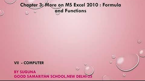 CLASS 7-COMPUTER-Ch 3-More on MS Excel2010(Part 3)