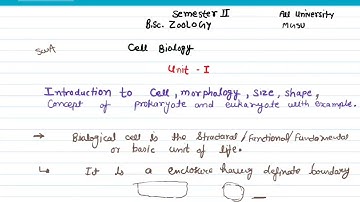 Introduction to cell, morphology, size, shape, concept of Prokaryote and eukaryote with suitable ex.