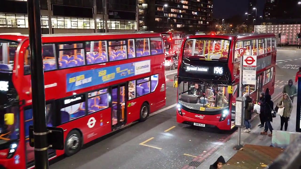 Londons Buses after dark Elephant & Castle 18th Nov 2018