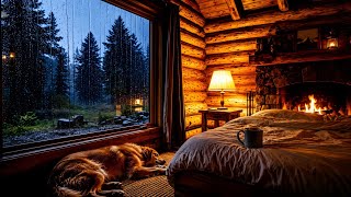 Rain Sounds for Sleeping | Cozy Log Cabin with Fireplace & Sleeping Dog (6 Hours) screenshot 2