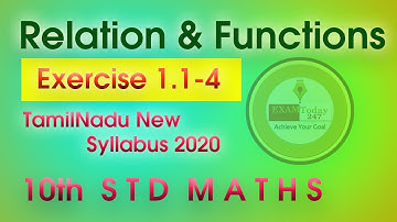 Relation and Function Exercise 1.1-4 | 10th Std New Syllabus 2020 | #EXAMToday247